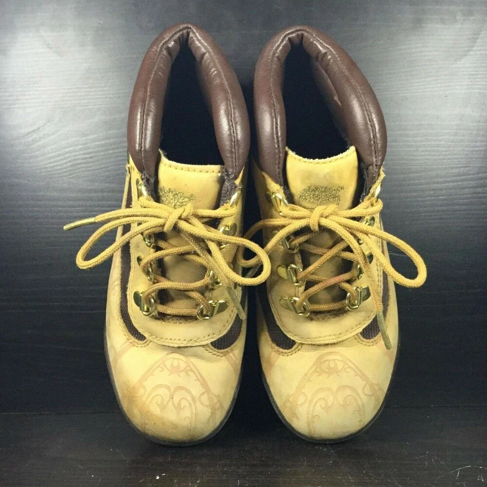 Timberland Boots -Girl's Sz 2.5- Tan Marble/Swirled Genuine Leather Kids- 4254